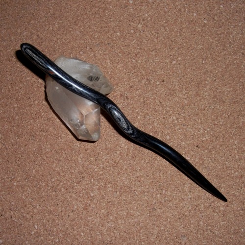 Ketylo Dymondwood Charcoal Silvertone hair stick from Long Haired Jewels